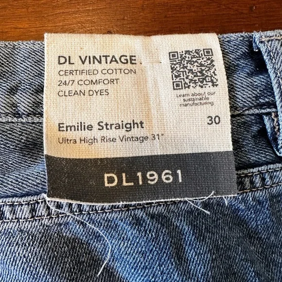 DL1961 NWT SZ 30 Emilee straight DL Vintage ultra‎ high rise Bedford blue jeans - Picture 6 of 16